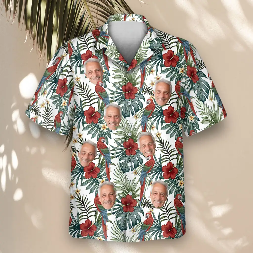 4 Floral Macaw Magic Aloha Custom Hawaiian Shirts With Faces Or Logos