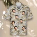 1 Golden Palm Leaves Aloha Custom Hawaiian Shirts With Faces Or Logos