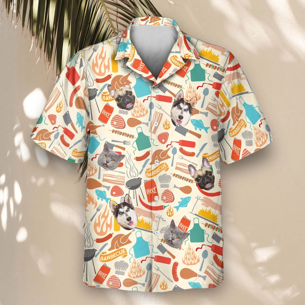 4 Grill Master Party Aloha Custom Hawaiian Shirts With Faces Or Logos