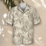 1 Monochrome Tropics In Cotton Grey Aloha Custom Hawaiian Shirts With Faces Or Logos