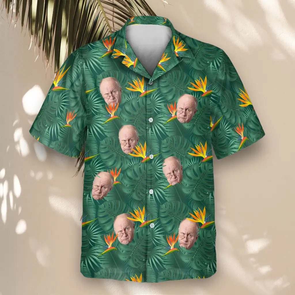 4 Monstera Paradise Aloha Custom Hawaiian Shirts With Faces Or Logos
