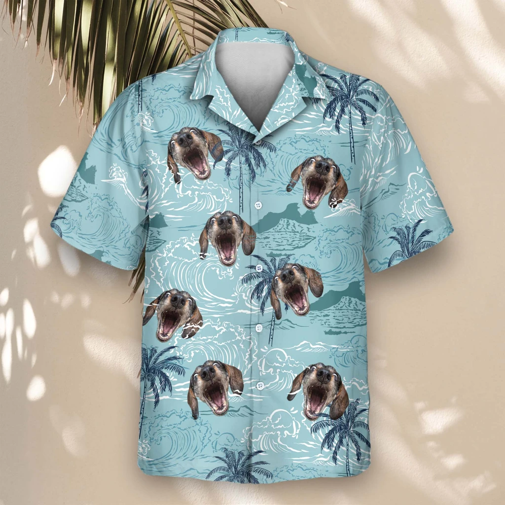 4 Retro Ocean Wave Aloha Custom Hawaiian Shirts With Faces Or Logos
