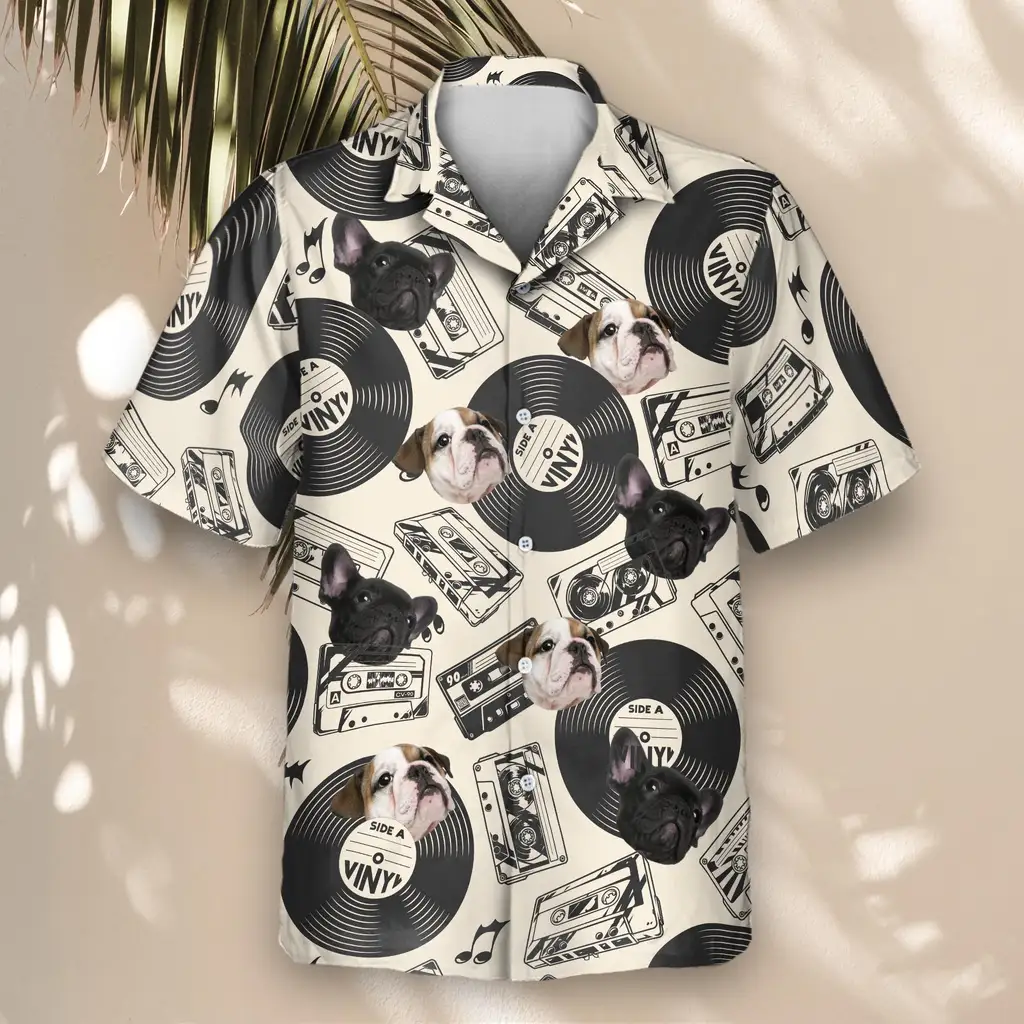 4 Retro Record Vibes Aloha Custom Hawaiian Shirts With Faces Or Logos 4 Retro Record Vibes Aloha Custom Hawaiian Shirts With Faces Or Logos