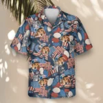 1 Retro USA Flag Aloha Custom Hawaiian Shirts With Faces Or Logos