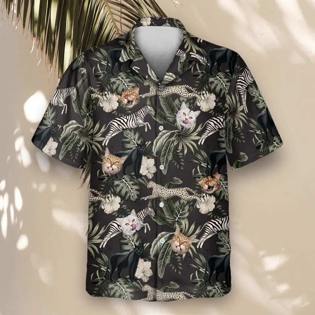 4 Running Wildlife Animal Aloha Custom Hawaiian Shirts With Faces Or Logos