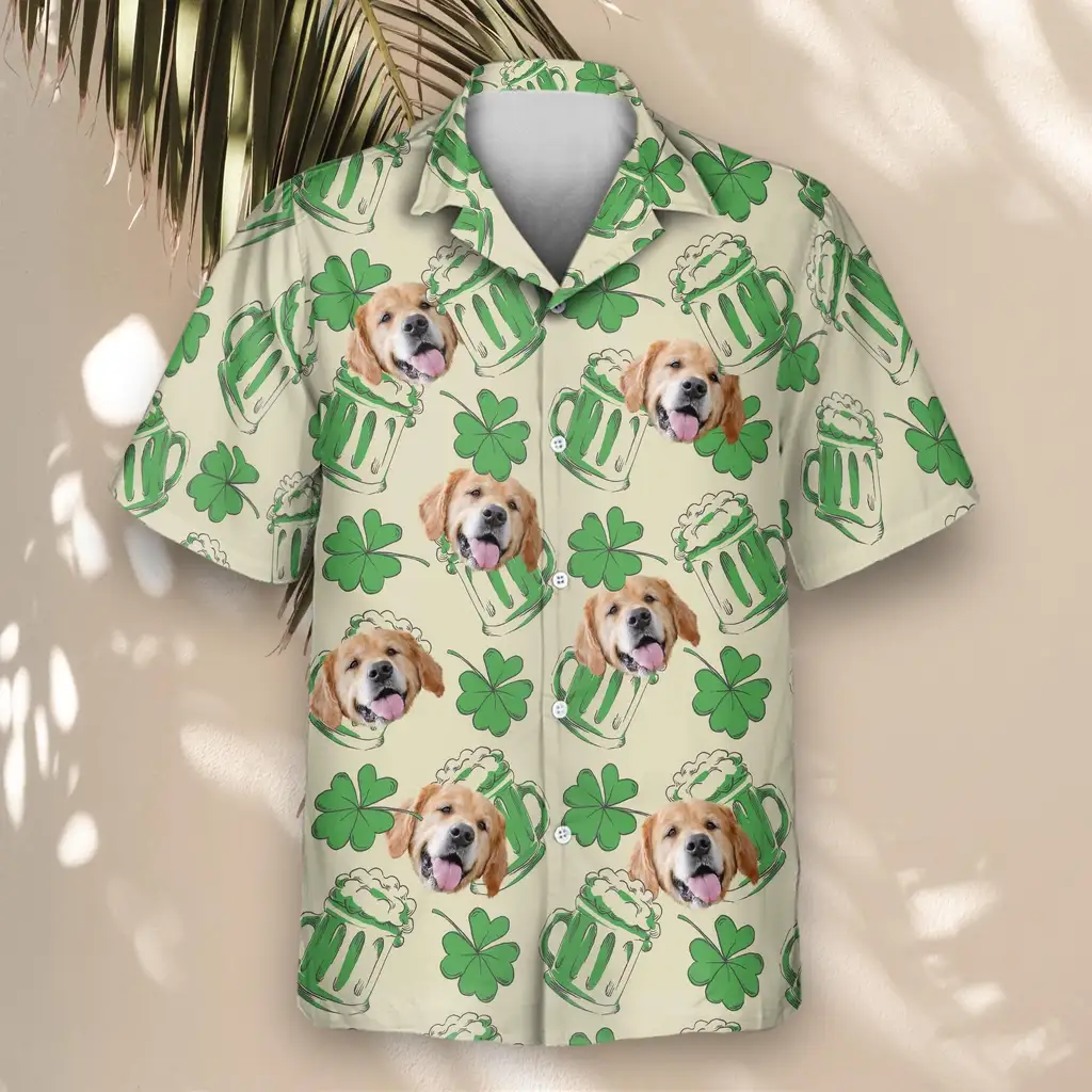 4 Shamrock Celebration Aloha Custom Hawaiian Shirts With Faces Or Logos