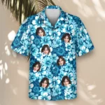 1 Surf Floral Hibiscus Aloha Custom Hawaiian Shirts With Faces Or Logos
