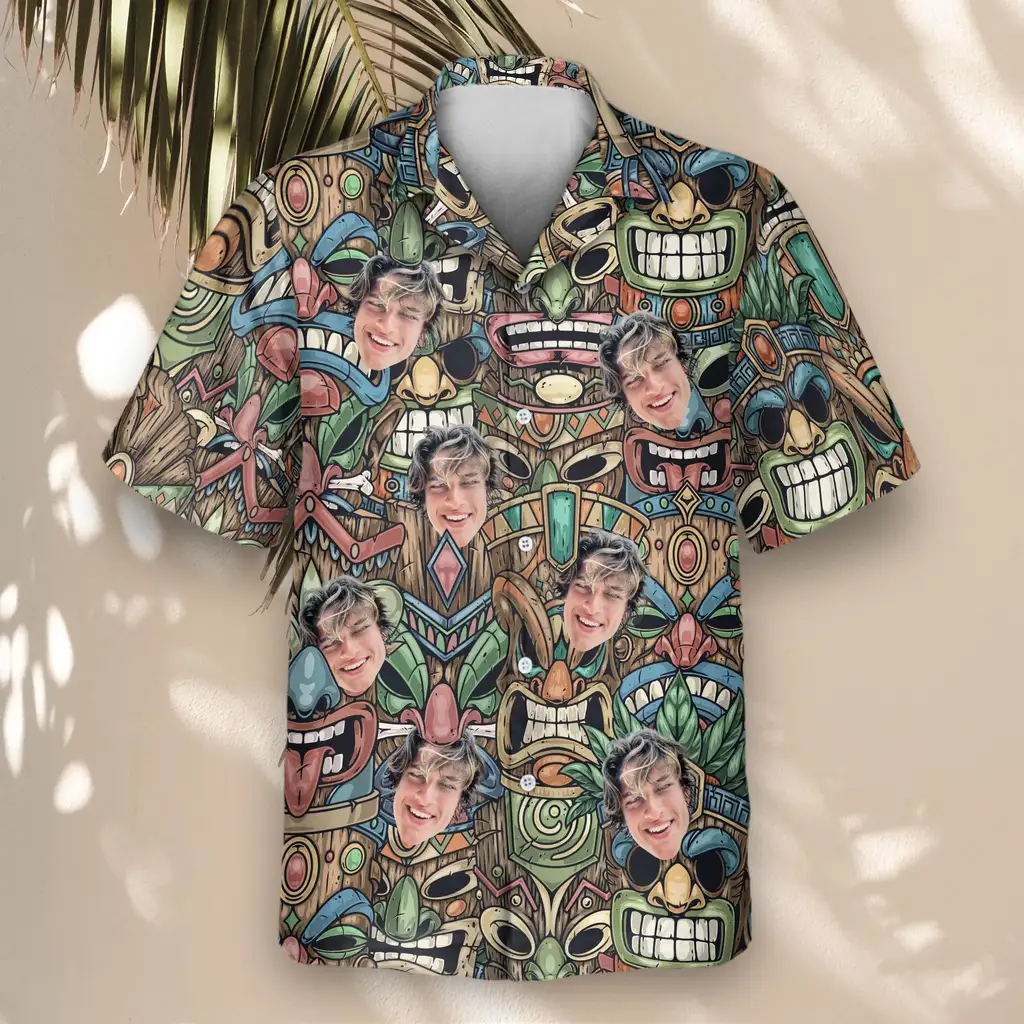 4 Tiki Island Vibes Aloha Custom Hawaiian Shirts With Faces Or Logos