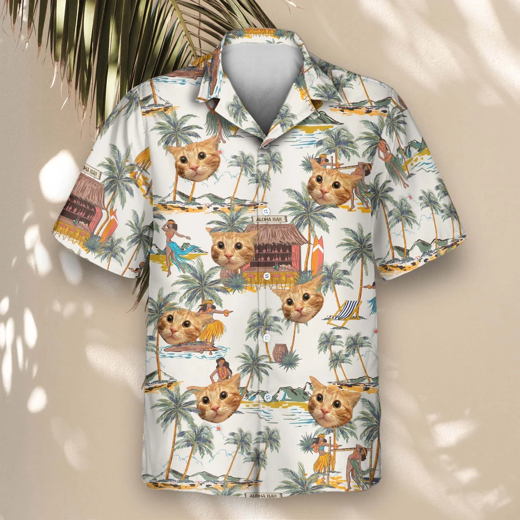 4 Tropical Escape Aloha Custom Hawaiian Shirts With Faces Or Logos
