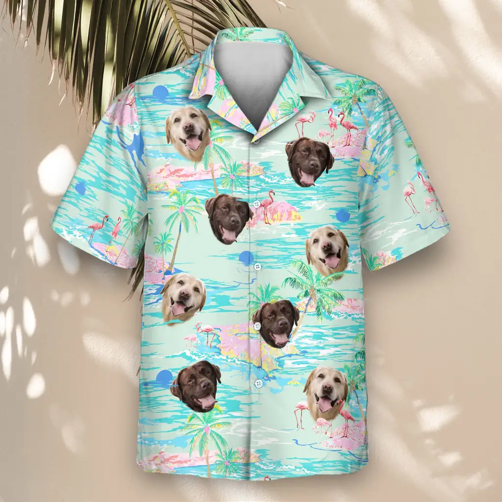 4 Tropical Flamingo Paradise Aloha Custom Hawaiian Shirts With Faces Or Logos