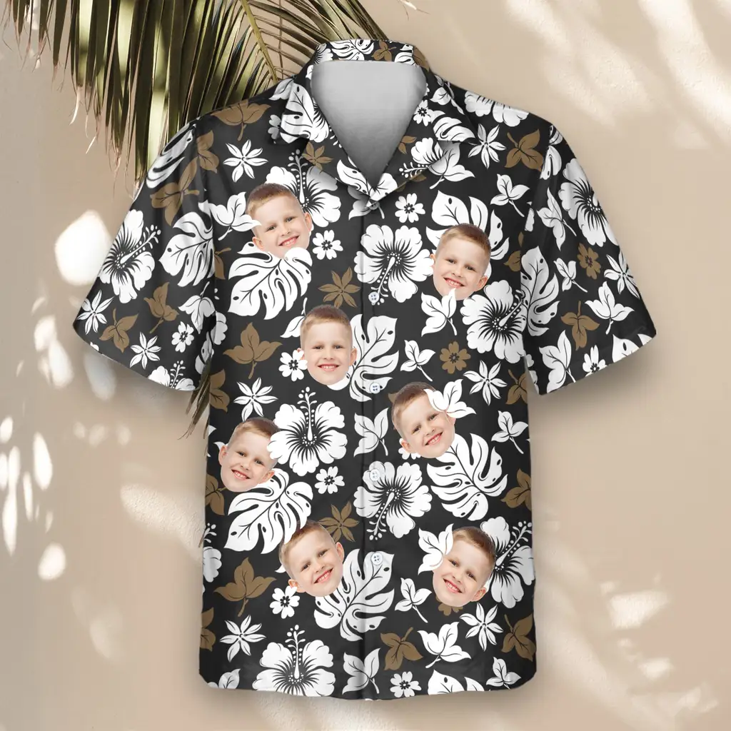 4 Tropical Hibiscus Flower Aloha Custom Hawaiian Shirts With Faces Or Logos