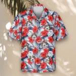 1 Tropical Red Flowers Aloha Custom Hawaiian Shirts With Faces Or Logos