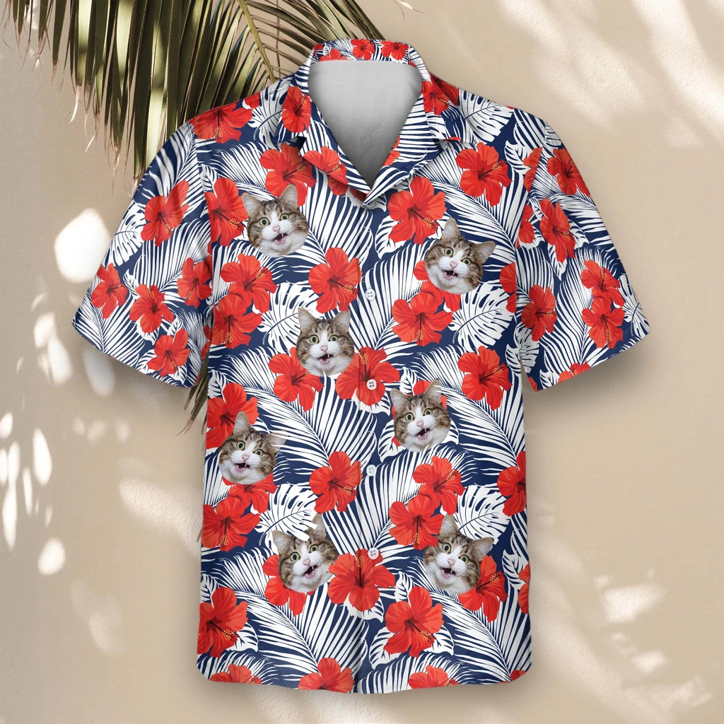 4 Tropical Red Flowers Aloha Custom Hawaiian Shirts With Faces Or Logos 4 Tropical Red Flowers Aloha Custom Hawaiian Shirts With Faces Or Logos