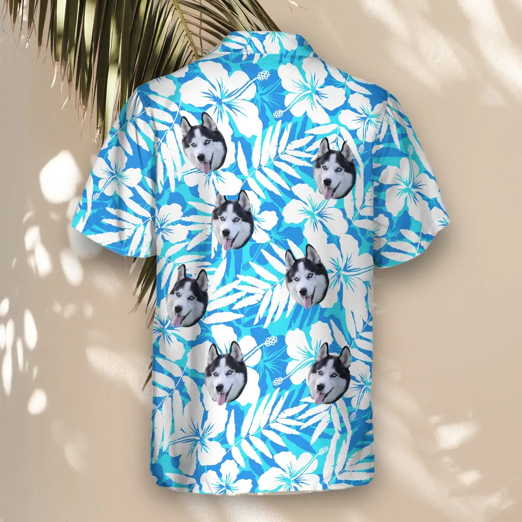 5 Blue Hibiscus Breeze Aloha Custom Hawaiian Shirts With Faces Or Logos