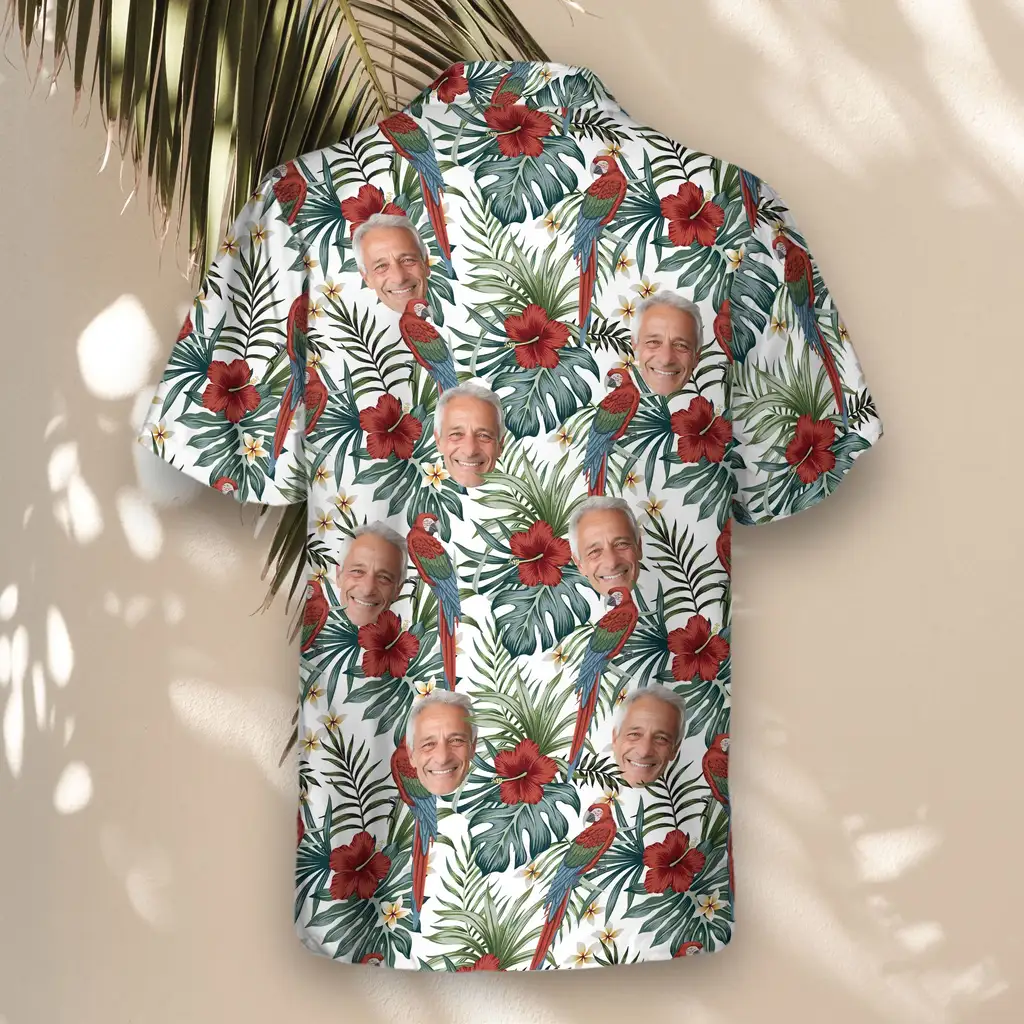 5 Floral Macaw Magic Aloha Custom Hawaiian Shirts With Faces Or Logos