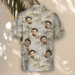 1 Golden Palm Leaves Aloha Custom Hawaiian Shirts With Faces Or Logos