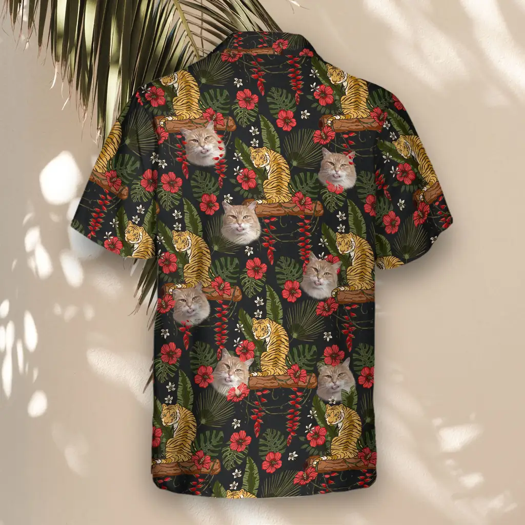 5 Majestic Jungle Tiger Aloha Custom Hawaiian Shirts With Faces Or Logos 5 Majestic Jungle Tiger Aloha Custom Hawaiian Shirts With Faces Or Logos