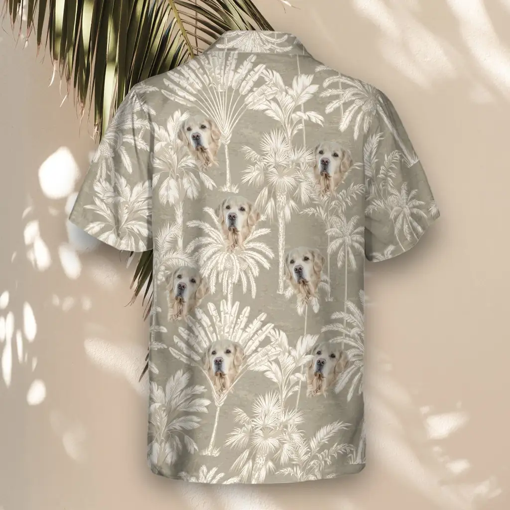 5 Monochrome Tropics In Cotton Grey Aloha Custom Hawaiian Shirts With Faces Or Logos