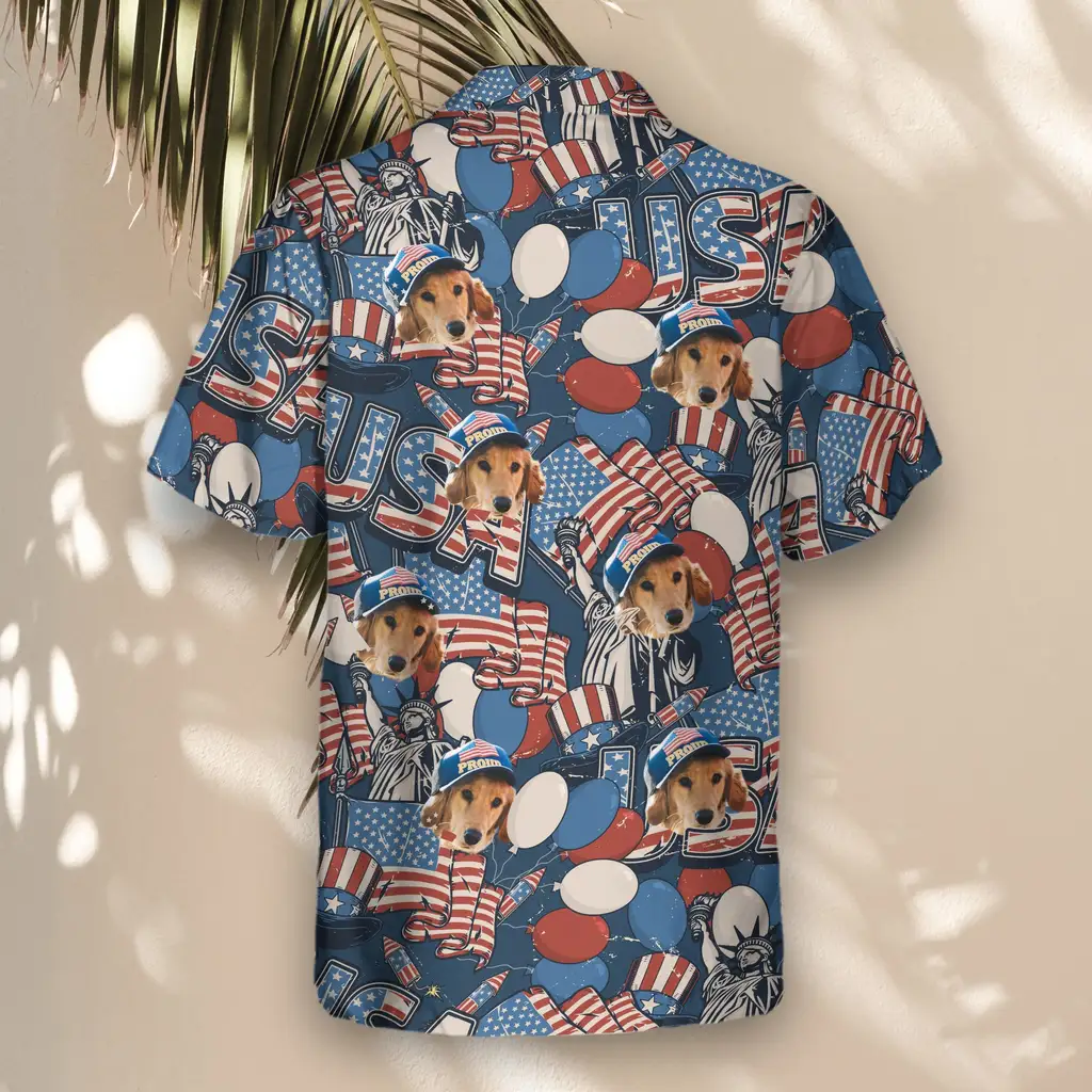 5 Retro USA Flag Aloha Custom Hawaiian Shirts With Faces Or Logos