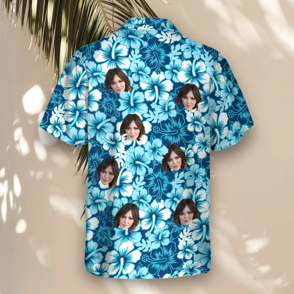 5 Surf Floral Hibiscus Aloha Custom Hawaiian Shirts With Faces Or Logos