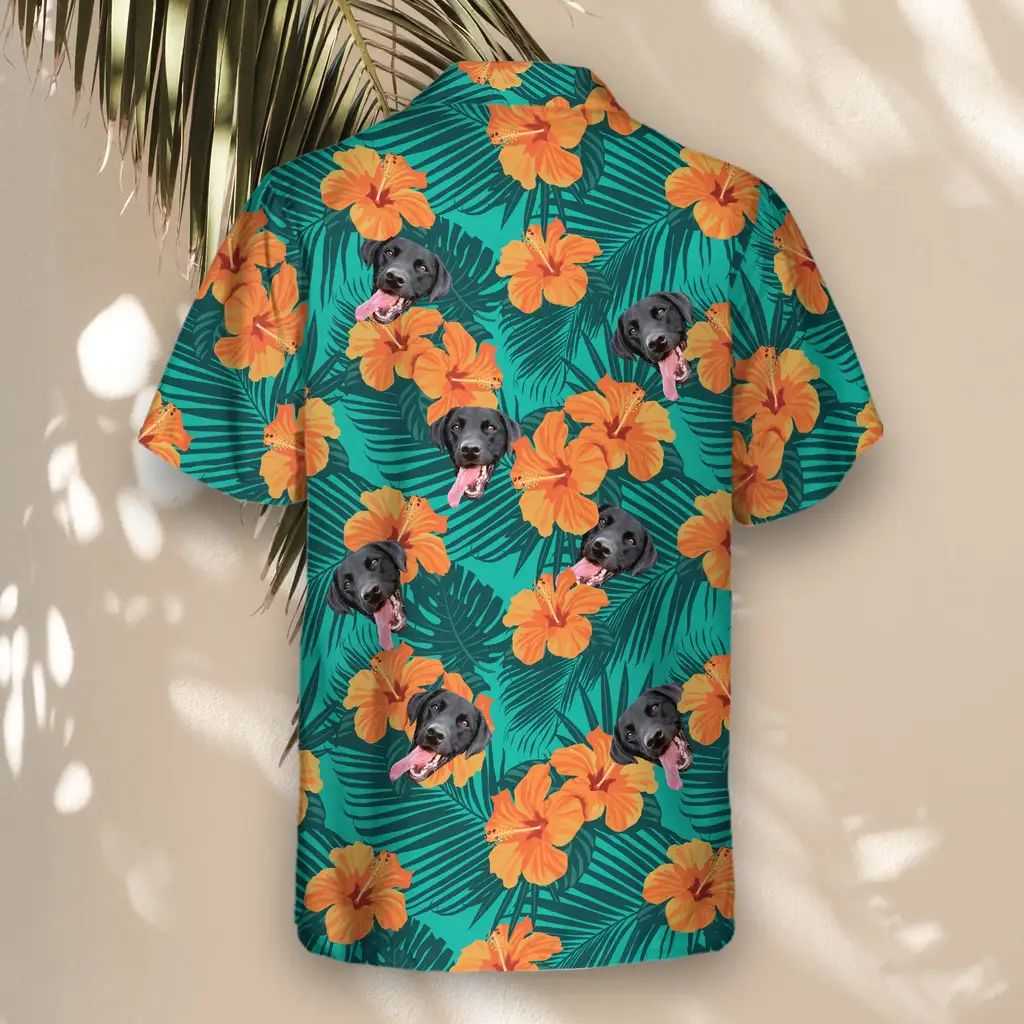 5 Tropical Flowers And Palm Leaves Aloha Custom Hawaiian Shirts With Faces Or Logos