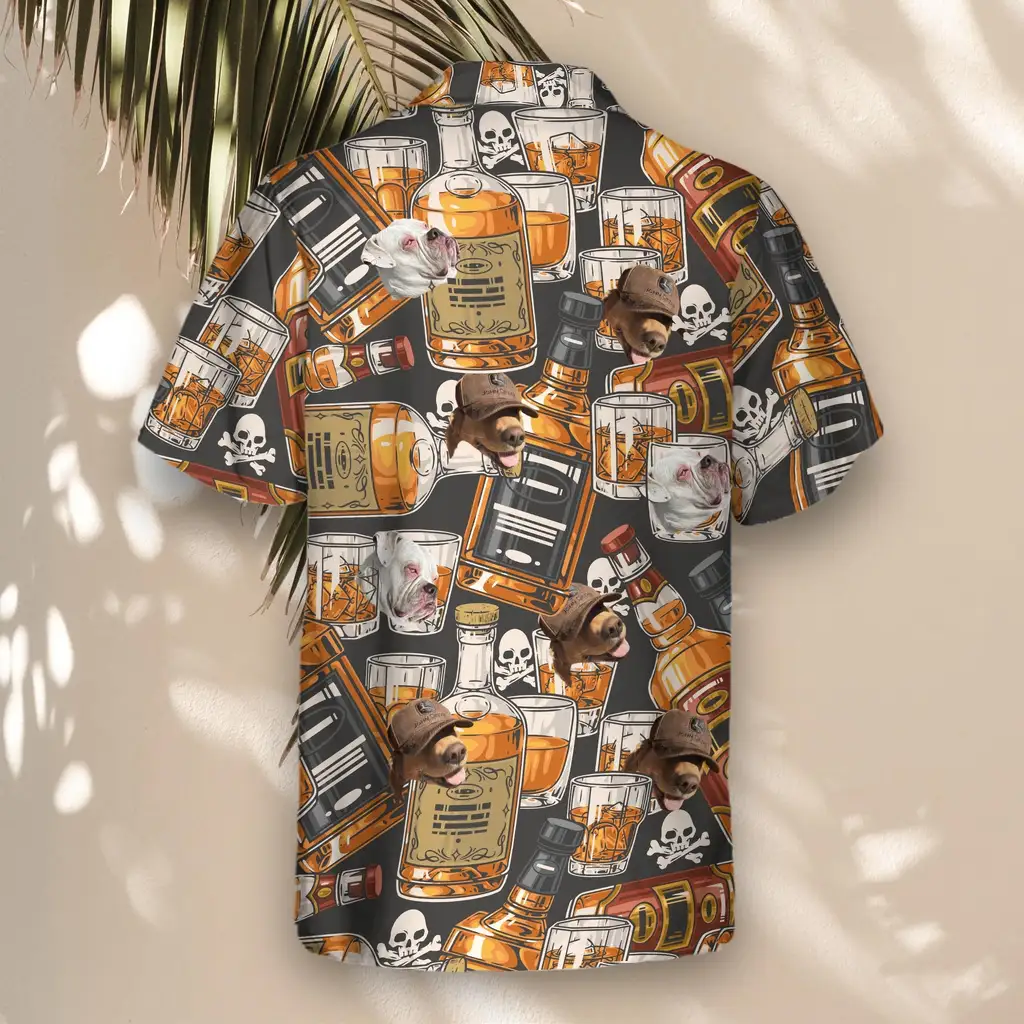 5 Whiskey Skulls Retro Aloha Custom Hawaiian Shirts With Faces Or Logos