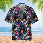 black cat hawaiian shirt tropical flowers paradise.jpg
