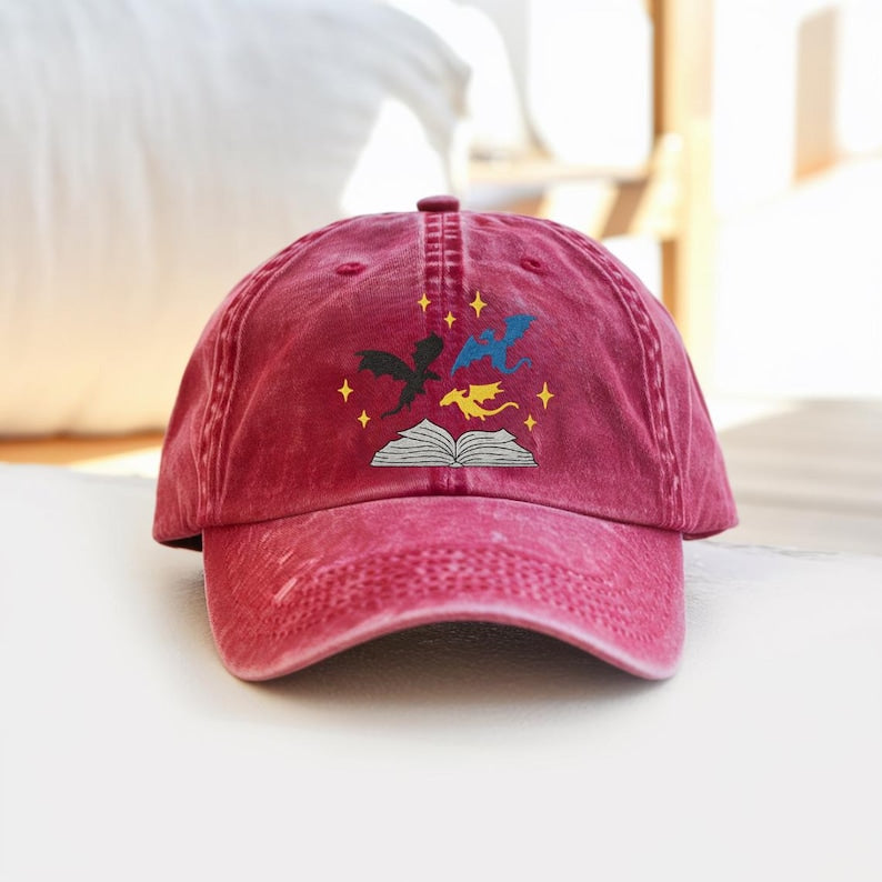 fantasy dragon book embroidered hat.jpg fantasy dragon book embroidered hat.jpg