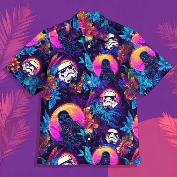 Stormtrooper Hawaiian Shirt: Retro Synthwave Star Wars Aloha Gift