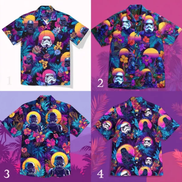 Stormtrooper Hawaiian Shirt: Retro Synthwave Star Wars Aloha Gift