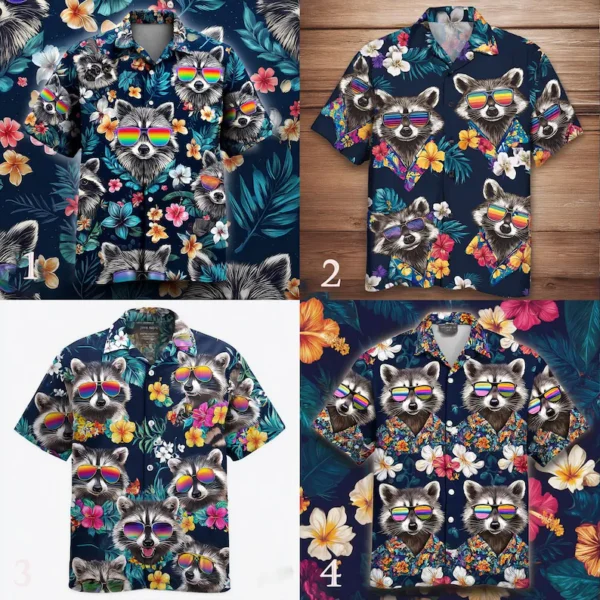 Tropical Raccoon Print Summer Shirt | Quirky Handmade Gift Idea