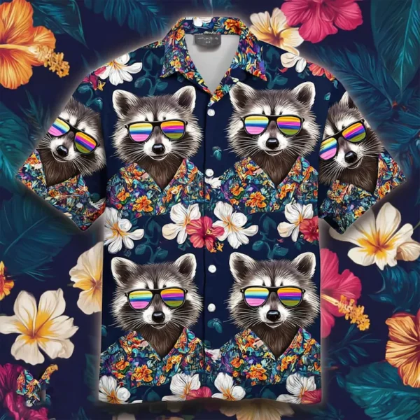 Tropical Raccoon Print Summer Shirt | Quirky Handmade Gift Idea