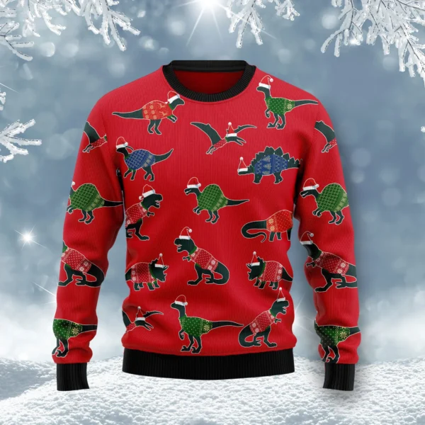 amazing dinosaur ugly christmas sweater animal themed christmas.webp
