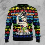Autism Mom Unbreakable Ugly Christmas Sweater