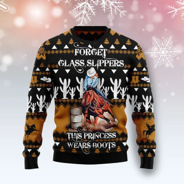 barrel racing girl ugly christmas sweatshirt holiday clothing horse.webp