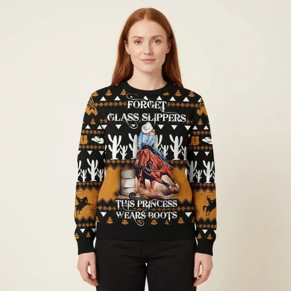 Barrel Racing Girl Ugly Christmas Sweatshirt H