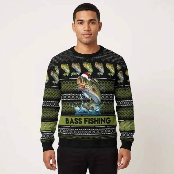 Bass Fishing Ugly Christmas Sweater Holiday Ap