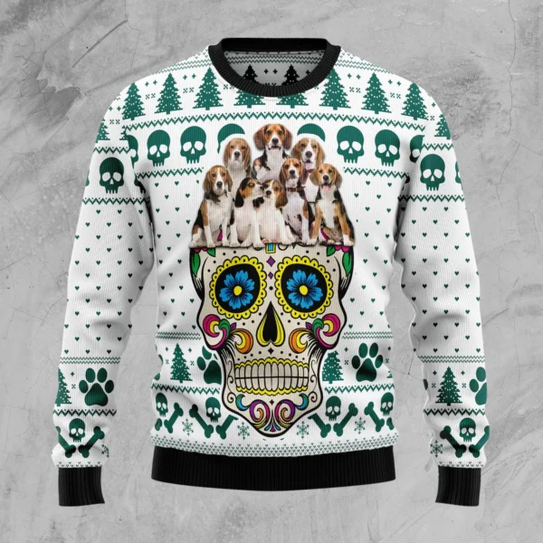 beagles sugar skull ugly christmas sweater winter clothing xmas gift.webp