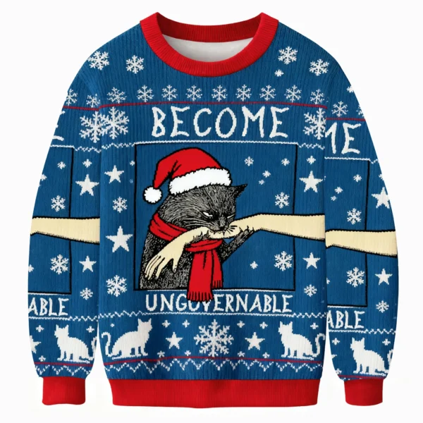 become ungovernable meme christmas ugly sweater holiday clothing.webp