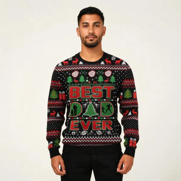 Best Dad Ever Ugly Christmas Sweater Holiday A