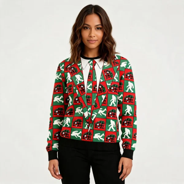 Bigfoot Camping Ugly Christmas Sweater Christm