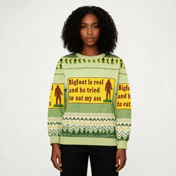Bigfoot Is Real Ugly Sweater Holiday Clothing