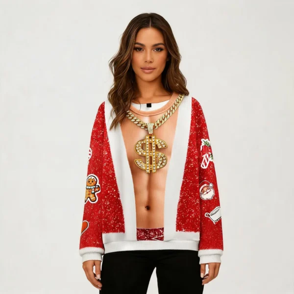 Bling Santa Body Ugly Christmas Sweatshirts Fu