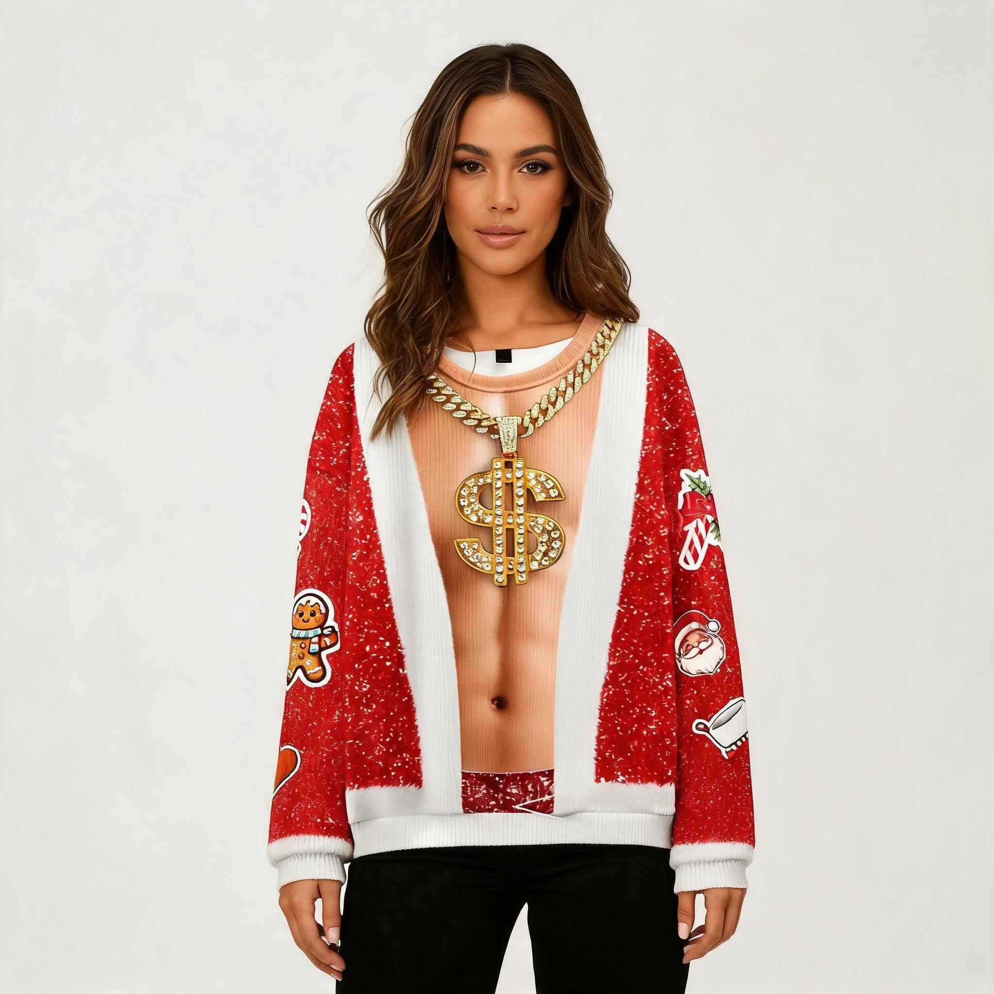 Bling Santa Body Ugly Christmas Sweatshirts Fu Bling Santa Body Ugly Christmas Sweatshirts Fu