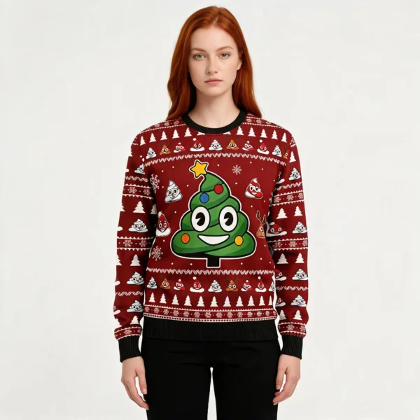 Boop Christmas Tree Emoji Ugly Christmas Sweat