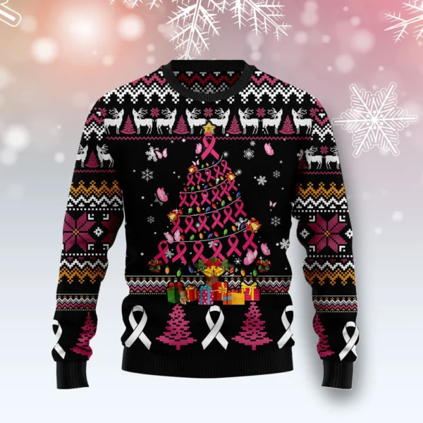 breast cancer awareness christmas tree ugly christmas sweater xmas.webp