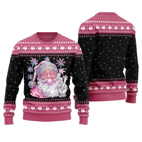 bubble gum santa pink christmas sweater lovely for mom or grandma.webp