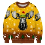 Bull Moose Wearing Beanie Christmas Ugly Sweat