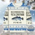 Buy A Man Eat Fish Christmas Ugly Sweater Holi