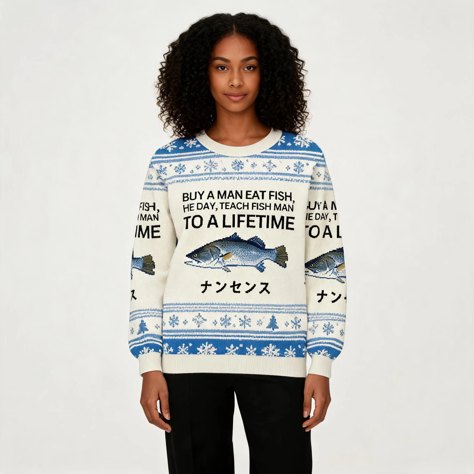 Buy A Man Eat Fish Christmas Ugly Sweater Holi Buy A Man Eat Fish Christmas Ugly Sweater Holi